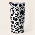 Black abstract organic shape doodle pattern Travel Mug Gallery Image 3