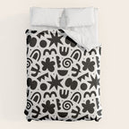 Black abstract organic shape doodle pattern Duvet Cover Gallery Image 6