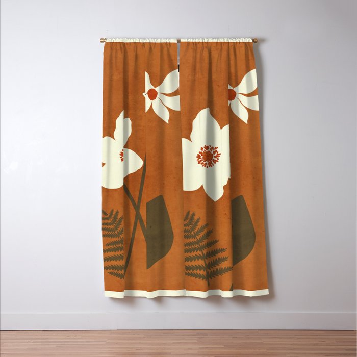 Minimal Abstract Art Landscape Flowers 4 Window Curtain Gallery Image 3