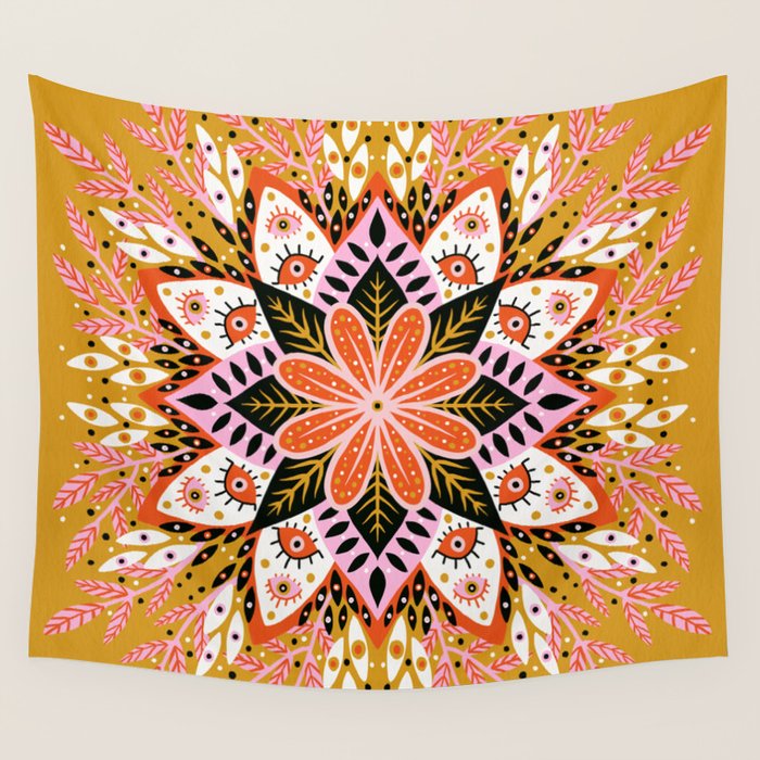Pepper Mandala - Marigold Palette Wall Tapestry Gallery Image 1