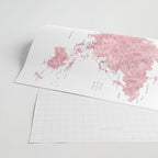 Light pink, muted pink and dusty pink watercolor world map with cities Wrapping Paper Gallery Image 2