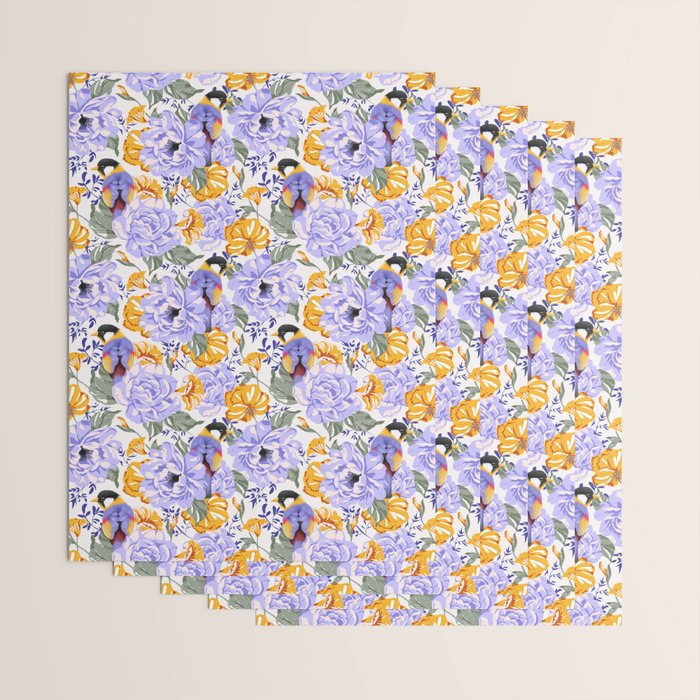Colorful birds in garden flowers YL Wrapping Paper Gallery Image 3