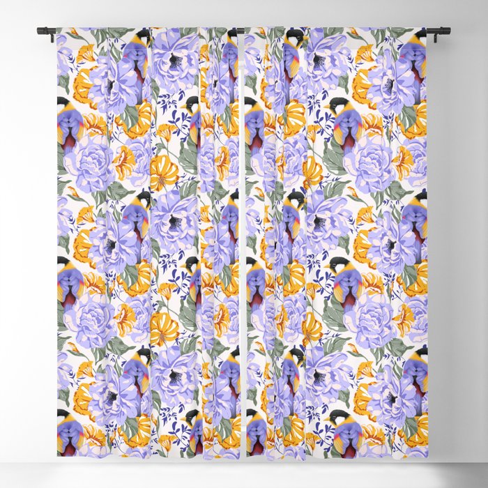 Colorful birds in garden flowers YL Window Curtain Gallery Image 5
