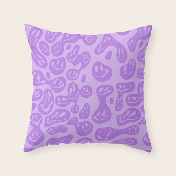 Pastel Purple Dripping Smiley Throw Pillow Gallery Image 6