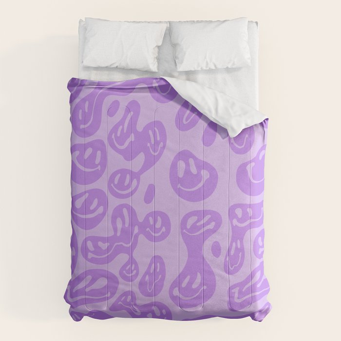 Pastel Purple Dripping Smiley Comforter Gallery Image 6
