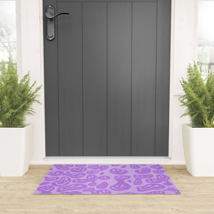 Pastel Purple Dripping Smiley Welcome Mat Gallery Image 3