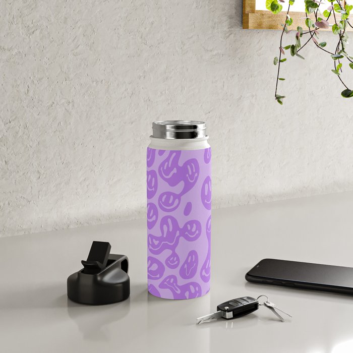 Pastel Purple Dripping Smiley Water Bottle Gallery Image 4