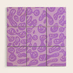 Pastel Purple Dripping Smiley Wood Wall Art Gallery Image 1