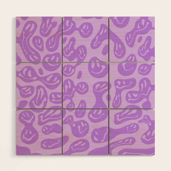 Pastel Purple Dripping Smiley Wood Wall Art Gallery Image 1