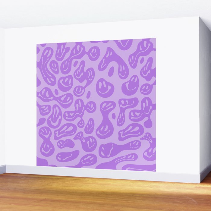Pastel Purple Dripping Smiley Wall Mural Gallery Image 2