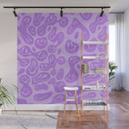 Pastel Purple Dripping Smiley Wall Mural Gallery Image 1