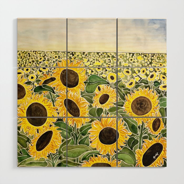 Sunflower Field Wood Wall Art Gallery Image 1