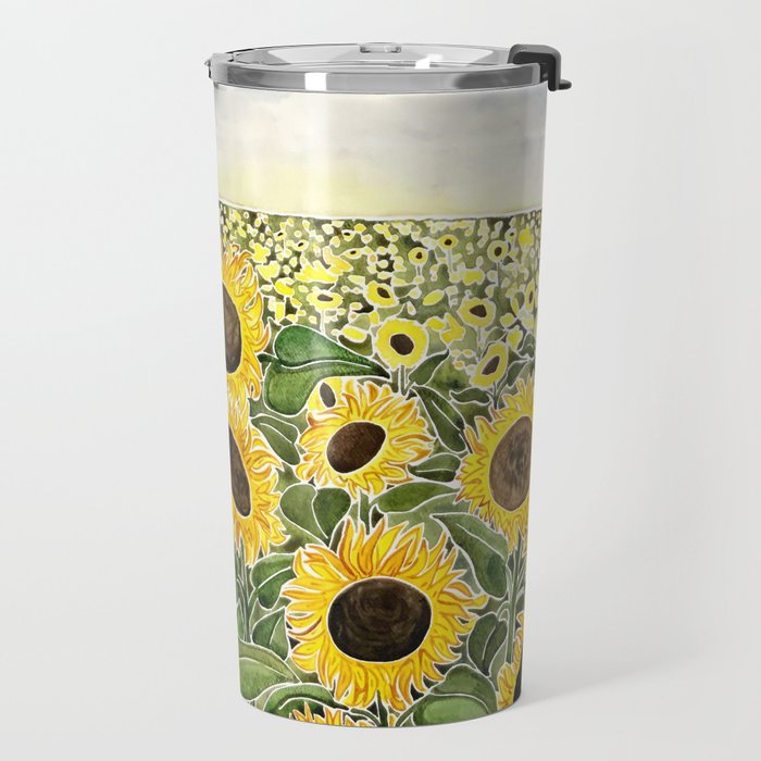 Sunflower Field Travel Mug Gallery Image 2