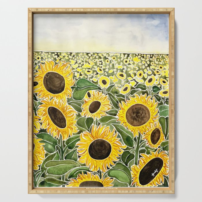 Sunflower Field Serving Tray Gallery Image 1