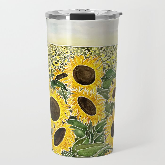Sunflower Field Travel Mug Gallery Image 1