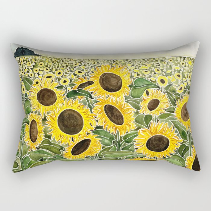 Sunflower Field Rectangular Pillow Gallery Image 2