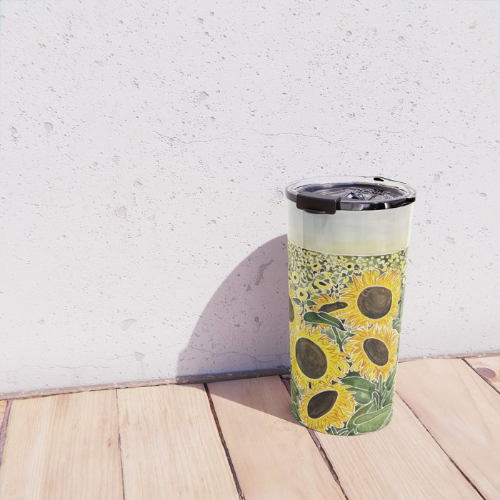 Sunflower Field Travel Mug Gallery Image 4