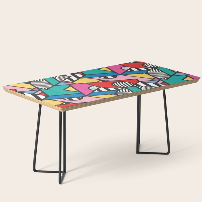Colorful Memphis Milano Modern Geometric Shapes - 80s 90s retro electroclash pop art Aztec Coffee Table Gallery Image 1