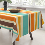 Groovy Retro 70s Stripes Geometric Pattern Tablecloth Gallery Image 3