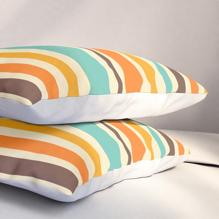 Groovy Retro 70s Stripes Geometric Pattern Pillow Sham Gallery Image 3