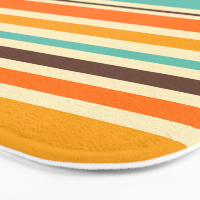 Groovy Retro 70s Stripes Geometric Pattern Bath Mat Gallery Image 3