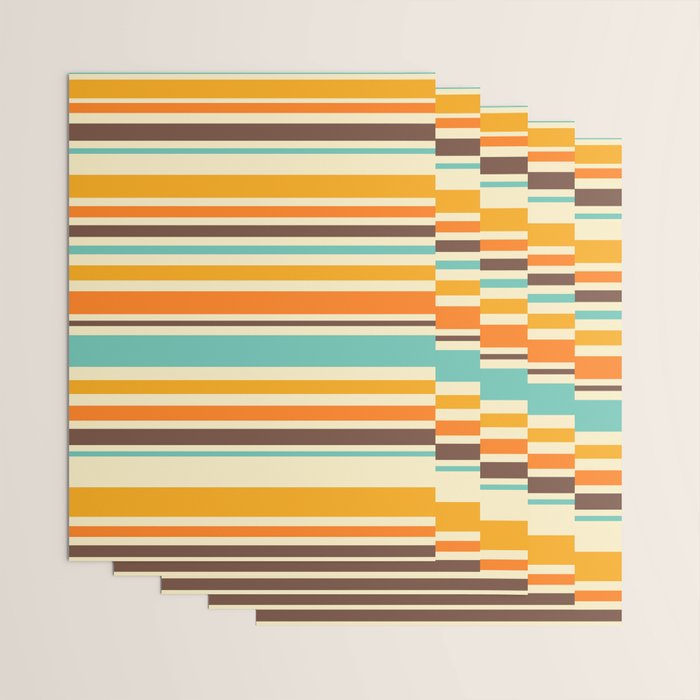 Groovy Retro 70s Stripes Geometric Pattern Wrapping Paper Gallery Image 3