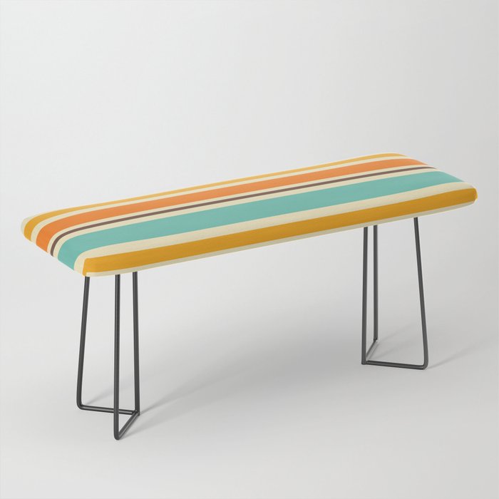 Groovy Retro 70s Stripes Geometric Pattern Bench Gallery Image 1