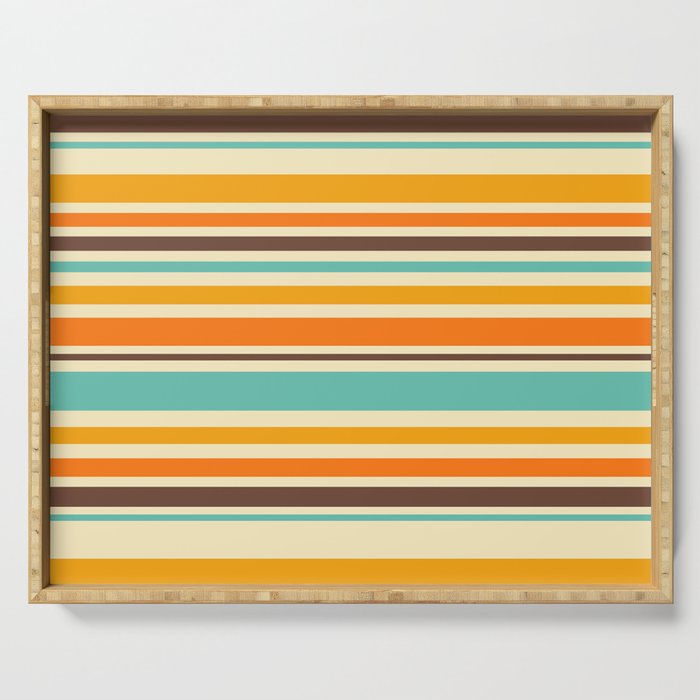Groovy Retro 70s Stripes Geometric Pattern Serving Tray Gallery Image 1