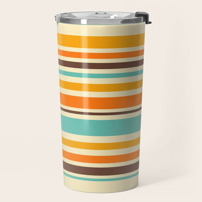 Groovy Retro 70s Stripes Geometric Pattern Travel Mug Gallery Image 2