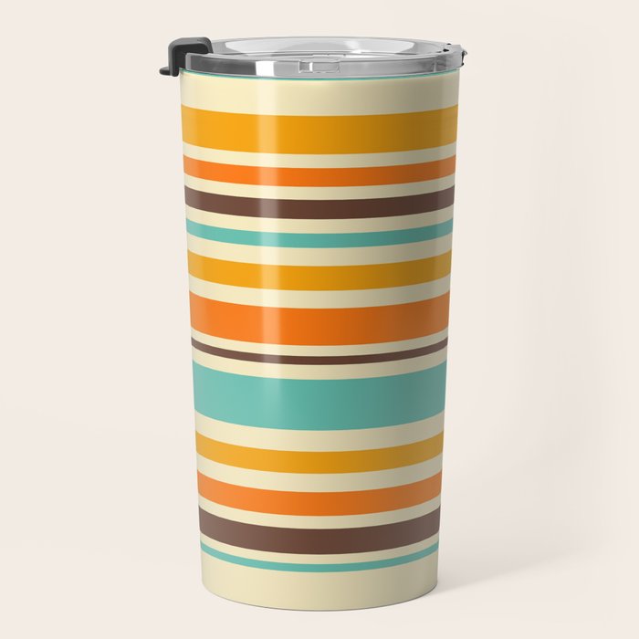 Groovy Retro 70s Stripes Geometric Pattern Travel Mug Gallery Image 3