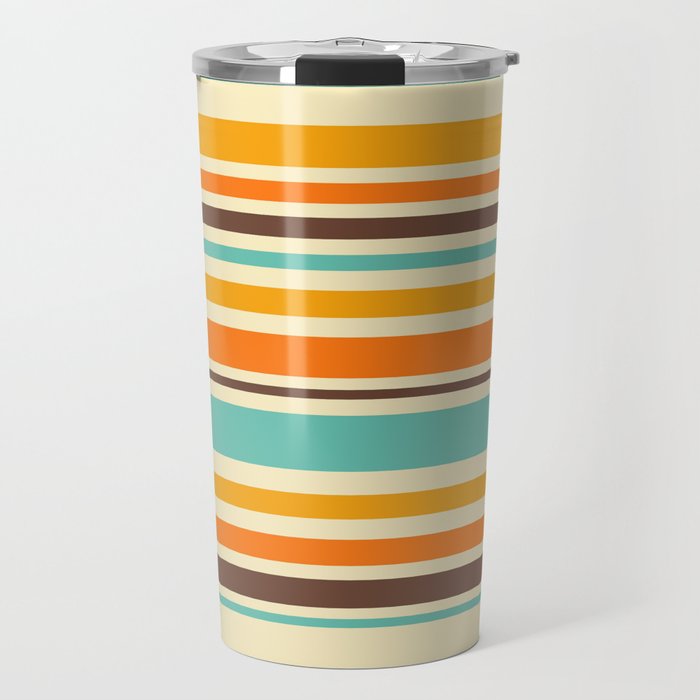 Groovy Retro 70s Stripes Geometric Pattern Travel Mug Gallery Image 1