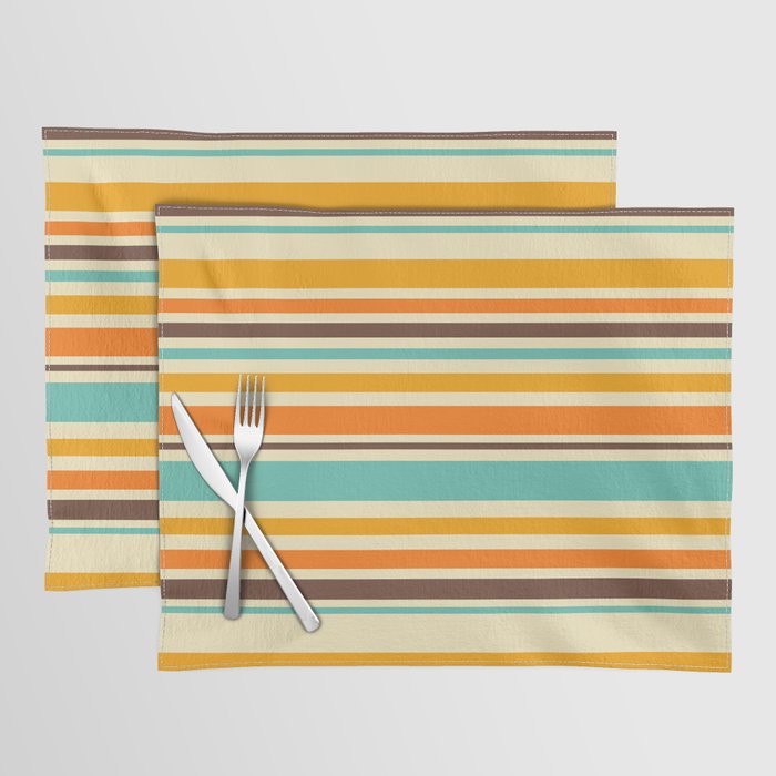 Groovy Retro 70s Stripes Geometric Pattern Placemat Gallery Image 1