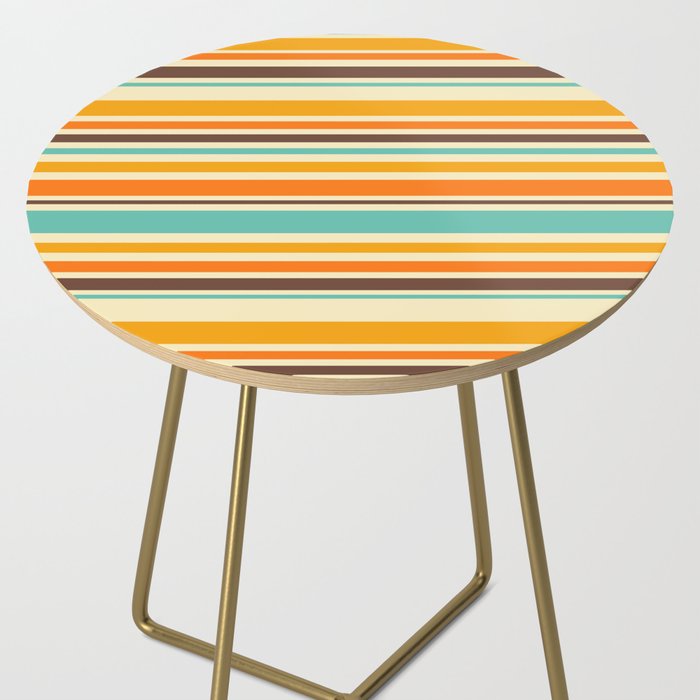 Groovy Retro 70s Stripes Geometric Pattern Side Table Gallery Image 2