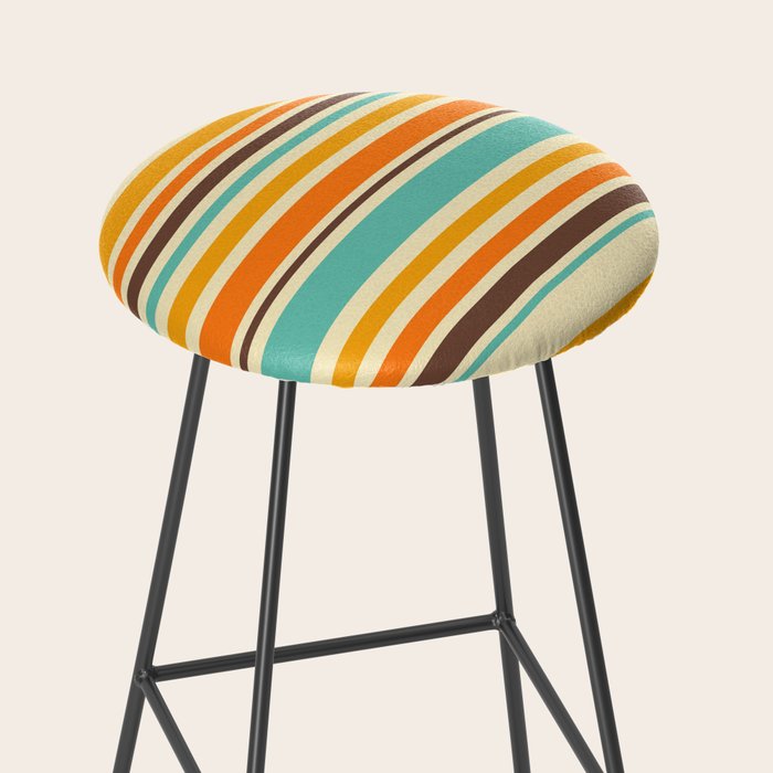 Groovy Retro 70s Stripes Geometric Pattern Stool Gallery Image 2