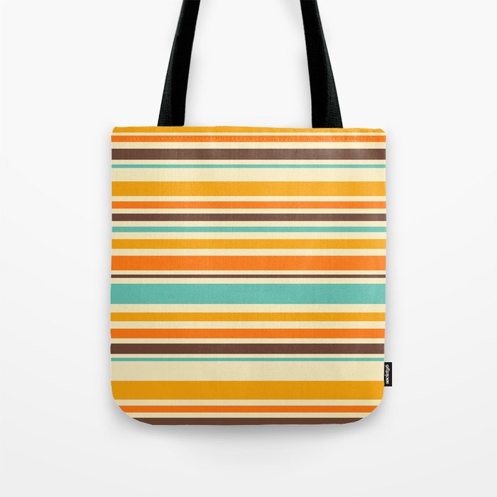 Groovy Retro 70s Stripes Geometric Pattern Tote Bag Gallery Image 1