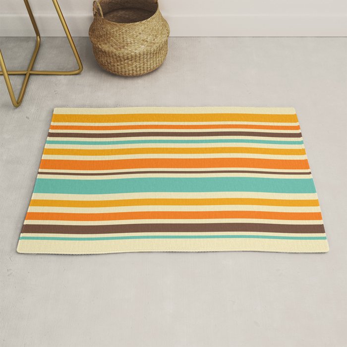Groovy Retro 70s Stripes Geometric Pattern Rug Gallery Image 1