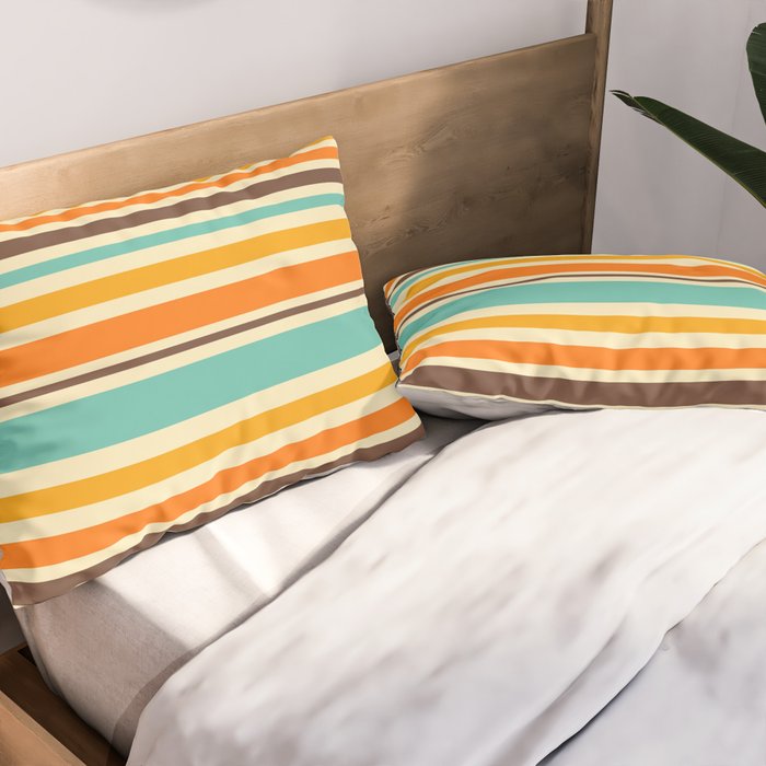 Groovy Retro 70s Stripes Geometric Pattern Pillow Sham Gallery Image 2