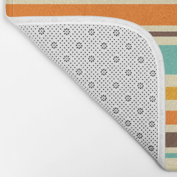 Groovy Retro 70s Stripes Geometric Pattern Bath Mat Gallery Image 2