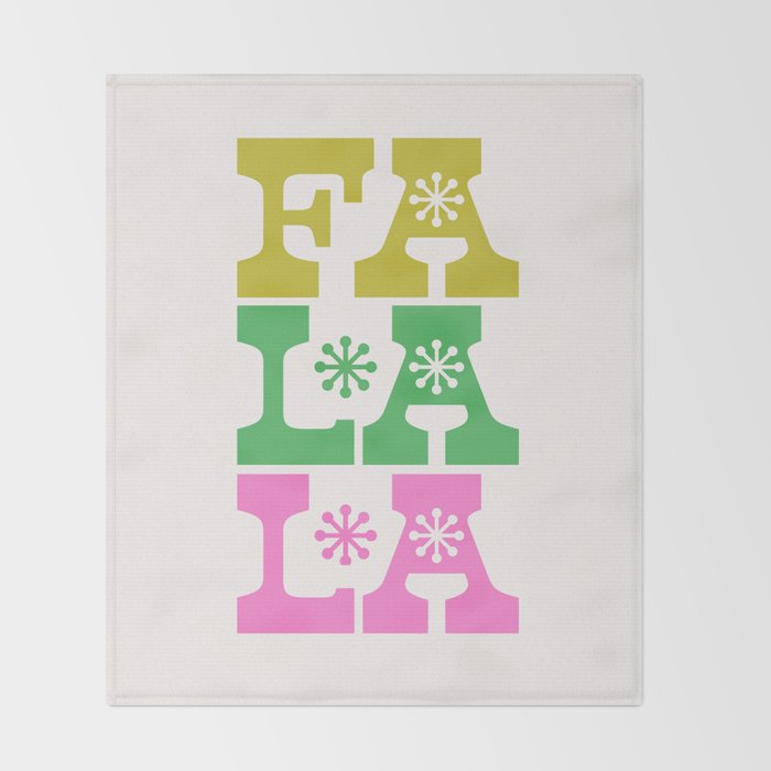 Fa La La- Pink & Green Throw Blanket Gallery Image 2
