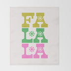 Fa La La- Pink & Green Throw Blanket Gallery Image 2