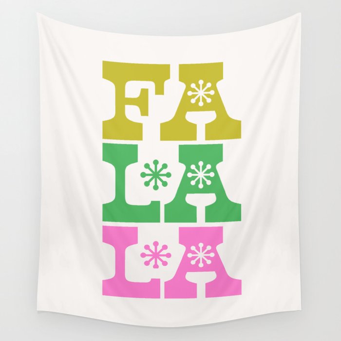 Fa La La- Pink & Green Wall Tapestry Gallery Image 1
