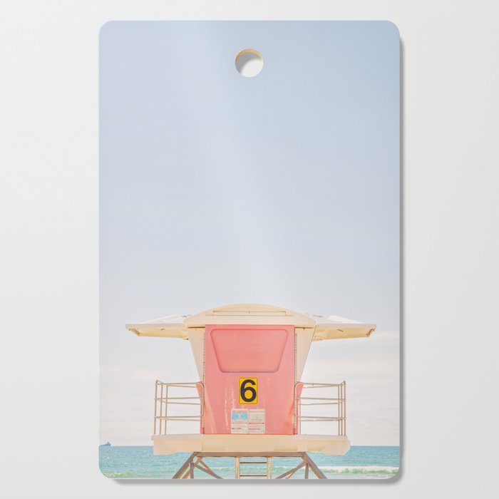 Beach Photography | Pink Lifeguard Tower. No. 6 | California  Cutting Board Gallery Image 1