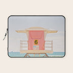 Beach Photography | Pink Lifeguard Tower. No. 6 | California  Laptop Sleeve Gallery Image 1