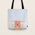Beach Photography | Pink Lifeguard Tower. No. 6 | California  Tote Bag Gallery Image 1