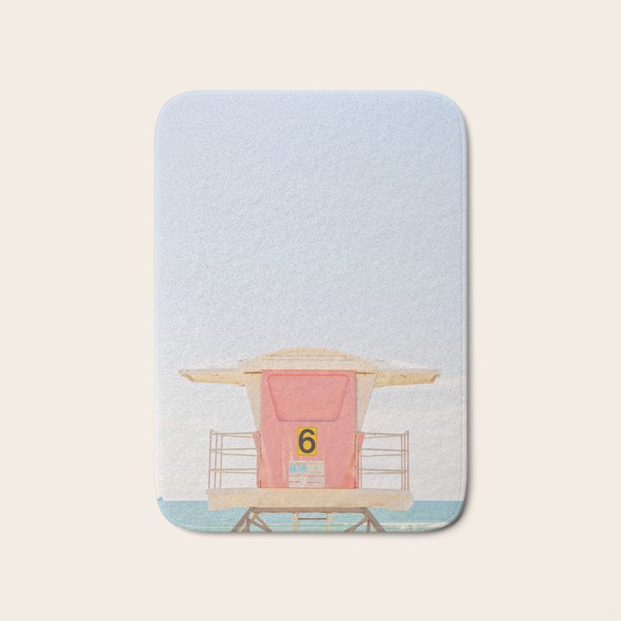 Beach Photography | Pink Lifeguard Tower. No. 6 | California  Bath Mat Gallery Image 1