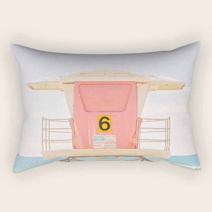 Beach Photography | Pink Lifeguard Tower. No. 6 | California  Rectangular Pillow Gallery Image 2