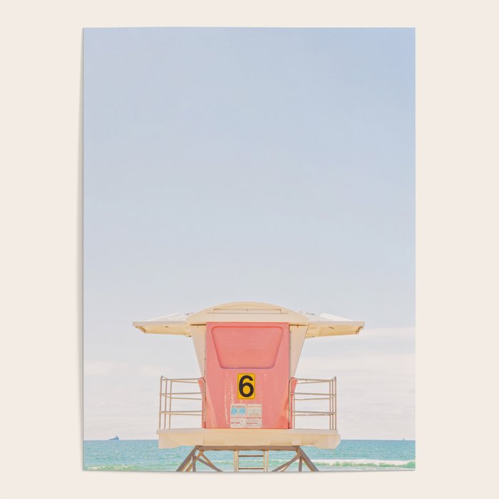 Beach Photography | Pink Lifeguard Tower. No. 6 | California  Poster Gallery Image 1