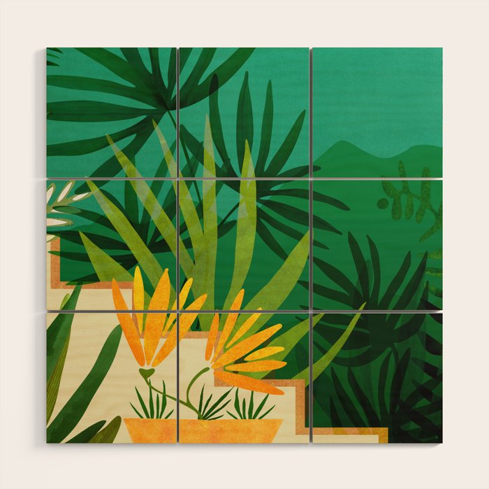 Tropical Night Garden Wood Wall Art Gallery Image 1