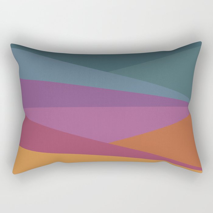 Geometric Triangles X Retro Rainbow Rectangular Pillow Gallery Image 2