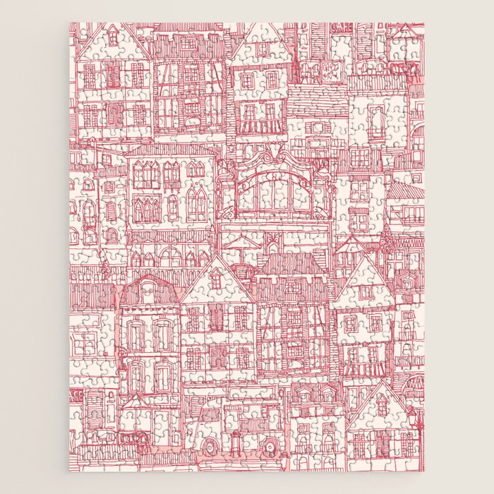 cafe buildings pink Jigsaw Puzzle Gallery Image 1